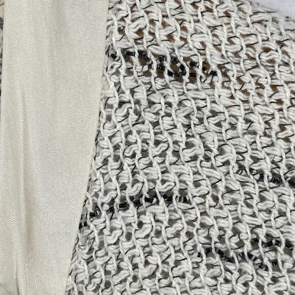 EILEEN FISHER Jacket S Tweed Blazer Cardigan Draped Open Front Off White - Picture 7 of 14